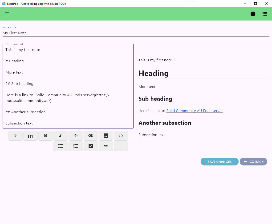 Recipient POD - Editing the shared rw note