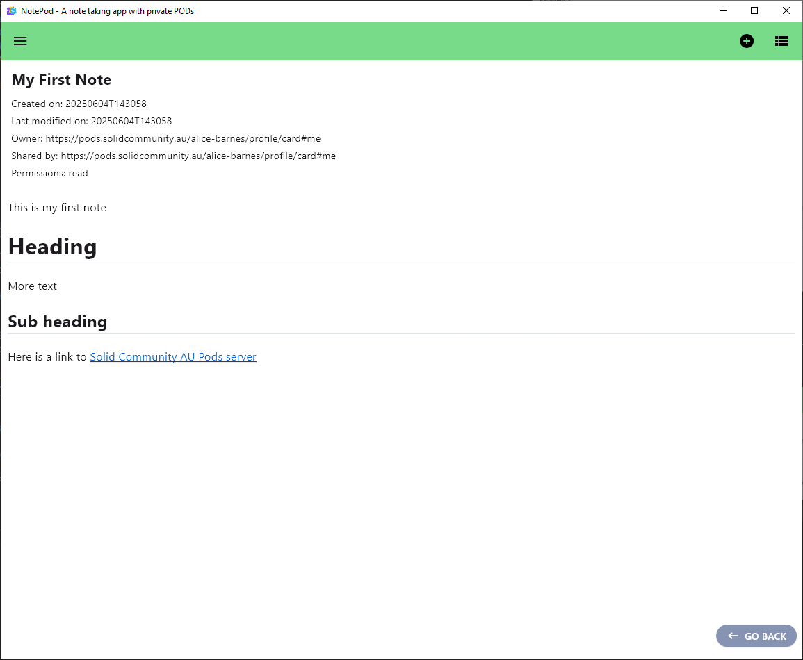 Recipient POD - Inside the shared r note